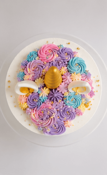 Golden Horn Floral Unicorn Cake