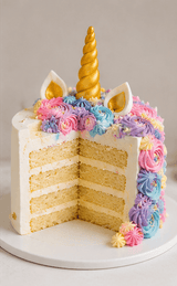 Golden Horn Floral Unicorn Cake