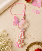 Lavender Butterfly Pearl Lumba Rakhi