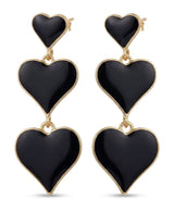 Elegant Black Heart Triple Drop Earrings