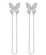 Silver Sparkle Butterfly Drop Earrings