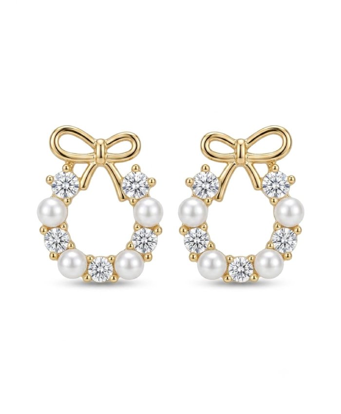 Liora Bow Pearl Drop Earrings