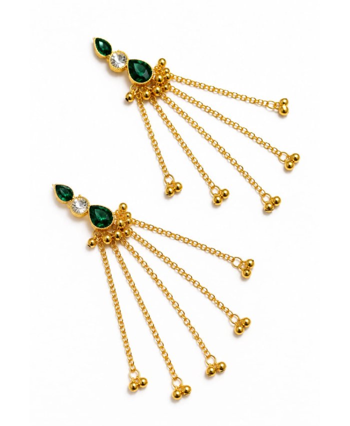 Vanya Green Stone Chain Earrings