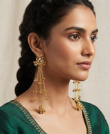 Golden Traditional Jhumka Earrings with Bell Drops