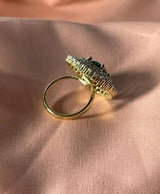 Gold-Tone Halo Stone Statement Ring