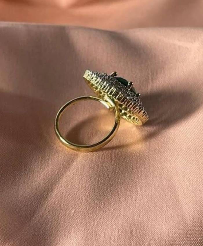 Gold-Tone Halo Stone Statement Ring