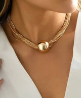 Gold-Tone Multi-Strand Bead Pendant Necklace