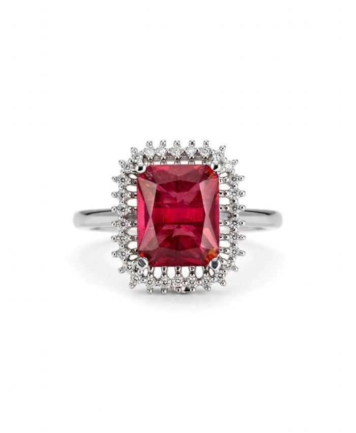 Roselle Radiant Red Halo Ring