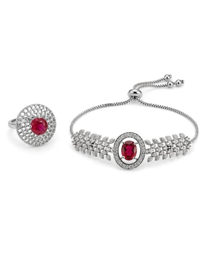 Ruby Radiance Ring and Bracelet Set