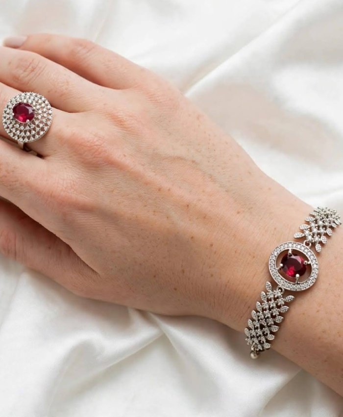 Ruby Radiance Ring and Bracelet Set