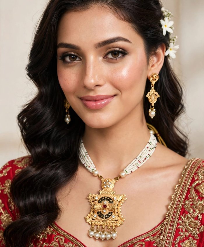 Rajwada Heritage Beaded Pendant Jewellery Set