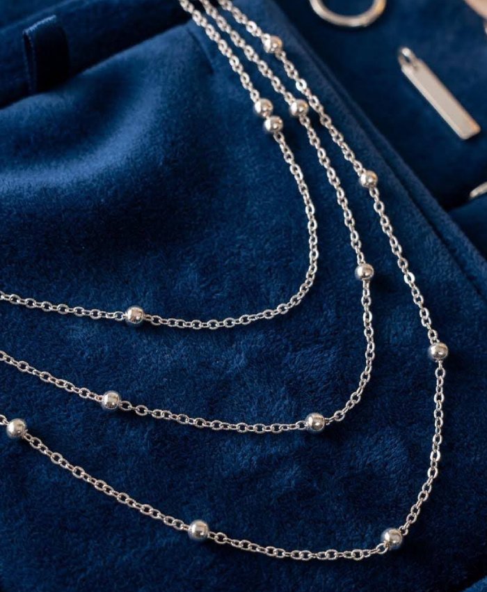 Celeste Silver Beaded Layered Necklace