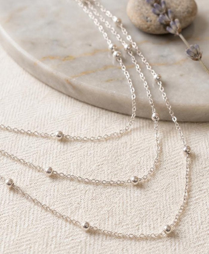 Celeste Silver Beaded Layered Necklace