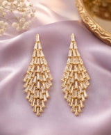 Golden Champagne Crystal Cascade Earrings