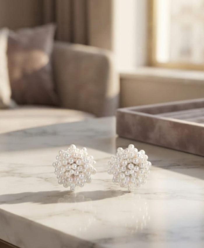 Pearl Cluster Stud Earrings