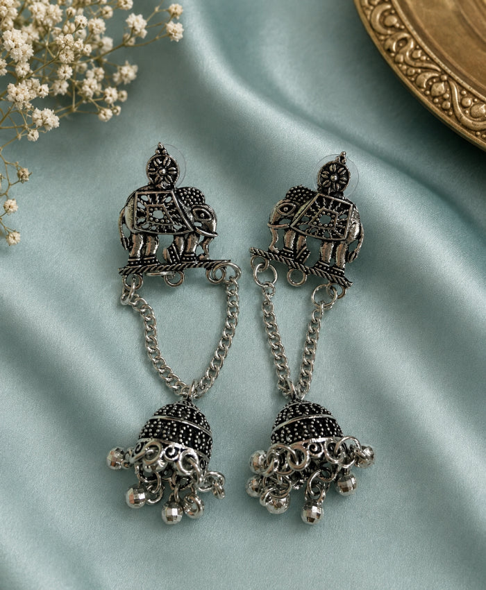 Elephant Chain Jhumka Dangle Earrings