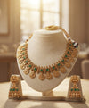 Green Temple Coin Necklace and Earrings Set