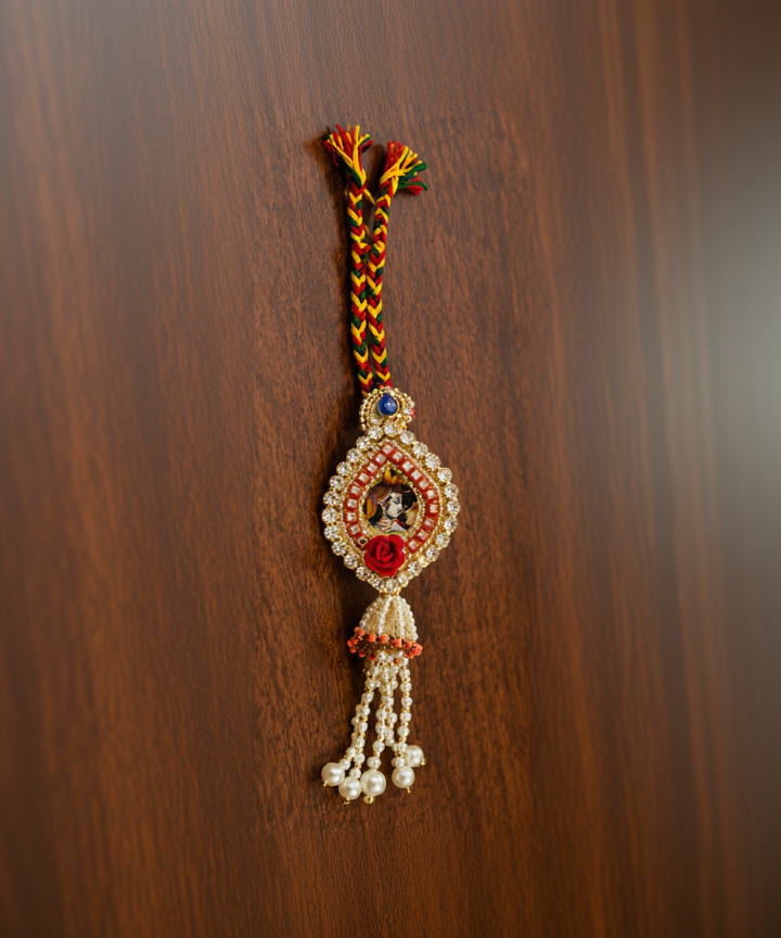 Radha Krishna Pearl Designer Lumba Rakhi