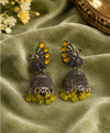 Yellow Peacock Jhumka Earrings