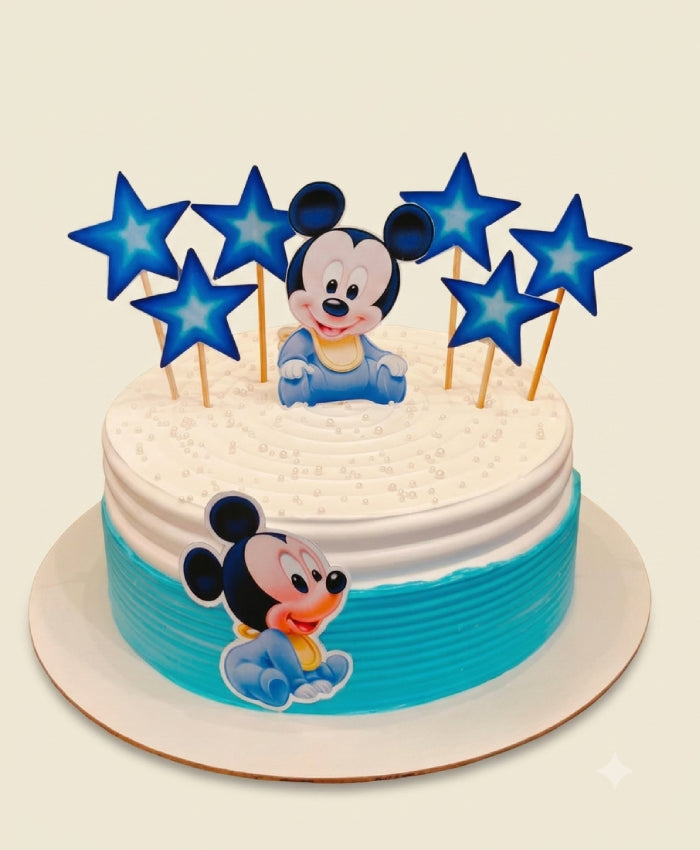 Adorable Baby Mickey Mouse Blue Star Cake