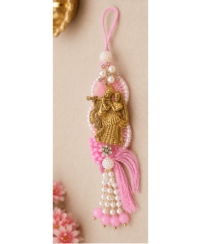 Pink Radha Krishna Designer Lumba Rakhi