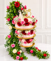 Hanging Chandelier Red Velvet & Rose Engagement Cake