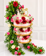 Hanging Chandelier Red Velvet & Rose Engagement Cake