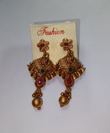 Rajshree Antique Gold Temple Necklace & Earrings Set