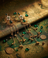 Emerald Green Floral Chain Drop Earrings
