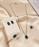 Emerald Green Oval Jewellery Set