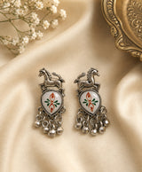 Horse Motif Teardrop Dangle Earrings
