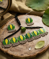 Green Leaf Enamel Jewellery Set