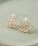 Pearl Crystal Fringe Drop Earrings