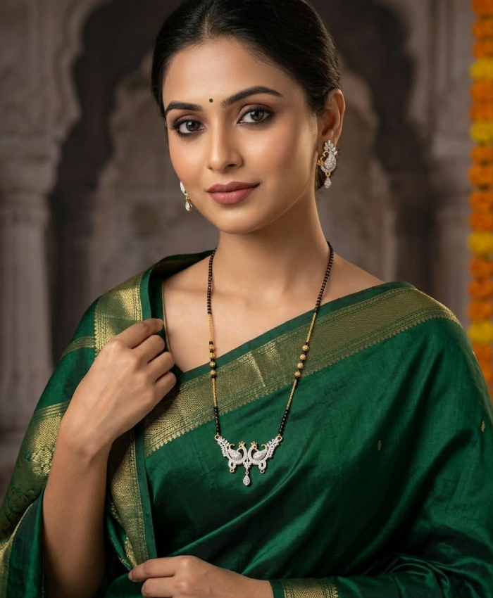 Zareen Peacock Crystal Mangalsutra Set