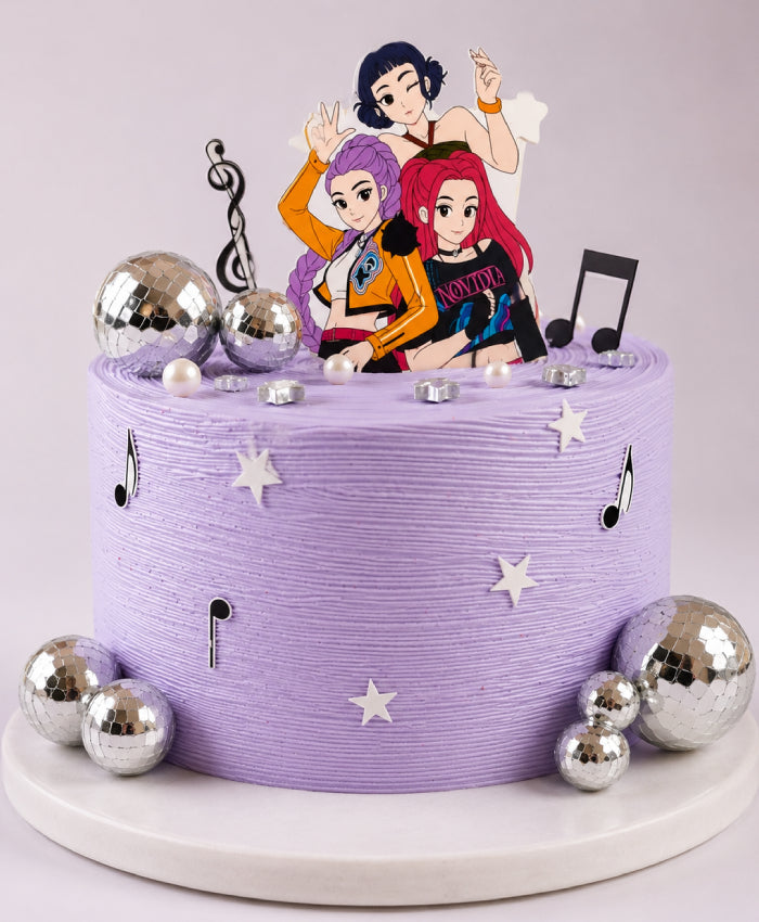 Anime Popstar & Disco Ball Lavender Birthday Cake