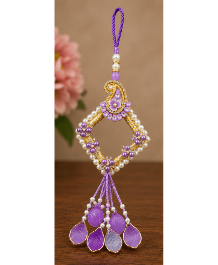 Lavender Pearl Paisley Designer Lumba Rakhi