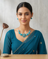 Aqua Bloom Turquoise Statement Necklace Set