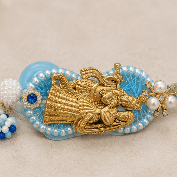 Blue Radha Krishna Designer Lumba Rakhi