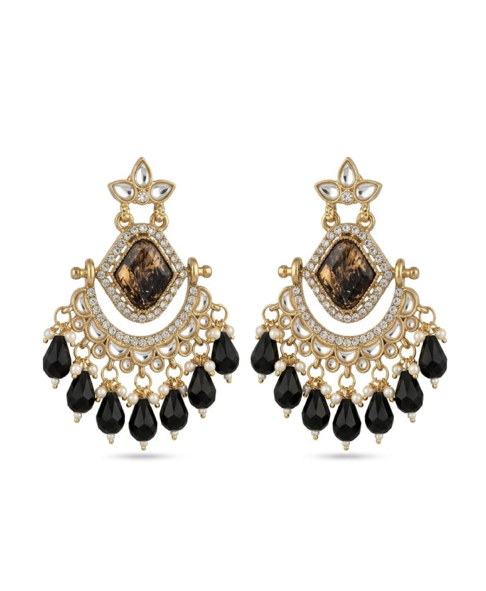 Noir Royale Kundan Chandbali Earrings