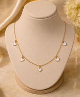 White Heart Charm Layered Chain Necklace