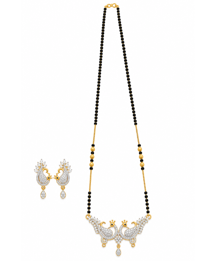 Zareen Peacock Crystal Mangalsutra Set