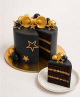 Charcoal Grey & Metallic Gold Bow Birthday Cake