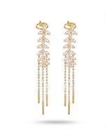 Golden Crystal Leaf Cascade Earrings