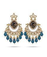 Royal Blue Kundan Chandbali Earrings