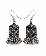 Silver Floral Filigree Drop Earrings
