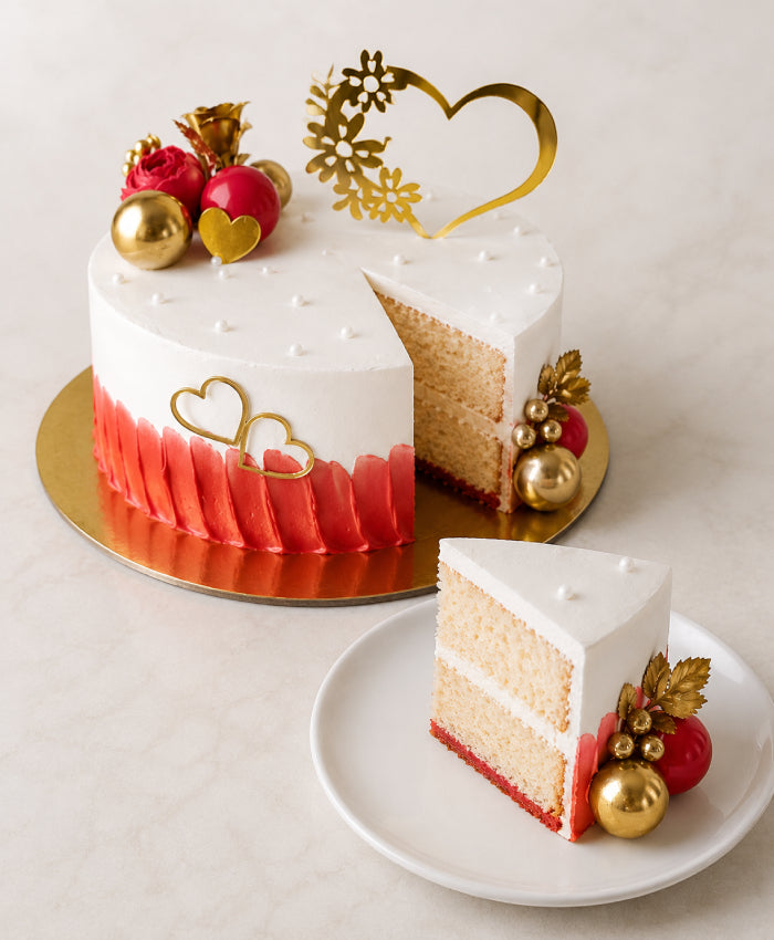 Royal Crimson & Gold Sphere Elegant Birthday Cake
