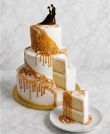 Royal Gold Cascade Three-Tier Vanilla Wedding Cake