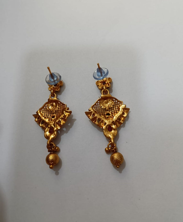 Rajshree Antique Gold Temple Necklace & Earrings Set