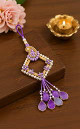 Lavender Pearl Paisley Designer Lumba Rakhi