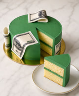 Emerald Green Edible Money Theme Birthday Cake